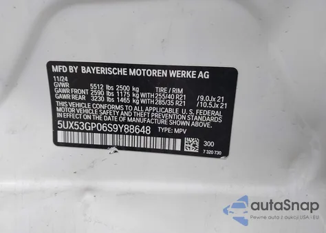 2025 BMW X3 30 xDrive from USA, damaged, VIN 5UX53GP06S9Y88648
